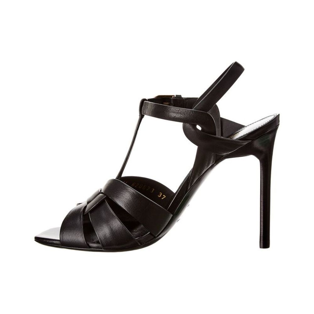 Saint Laurent Tribute 105 Leather Sandal, Black - Picture 2 of 5